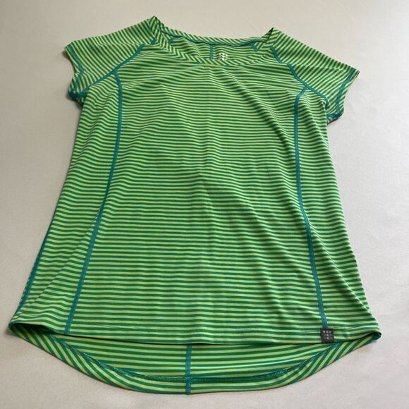 Title Nine Womens Short Sleeve Vibe Tee T-Shirt Size Small Teal Yellow Striped - Picture 6 of 7